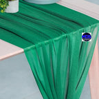 MDS 2 Pack 10ft Chiffon Table Runner 29 x 120 Inches Sheer Wedding Runner Romantic Rustic Table Runner for Wedding Decorations, Birthday Parties, Bridal Shower Party Arch Decor - Emerald Green