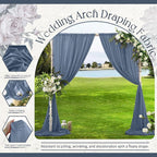 VACVELT Wedding Arch Draping Fabric Dusty Blue Chiffon, 2 Panels Sheer Drapes 30 Inch x 20ft Chiffon Backdrop Curtain Wedding Decor, Outdoor Sheer Drapery for Ceremony Party Ceiling