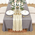 Fitable Faux Linen Tablecloths for Rectangle Tables: Water & Stain Resistant Farmhouse Table Cloth, Washable Burlap Textured Table Covers for Kitchen Dining Party(2 Pack, 60x102 Inch, Stone)