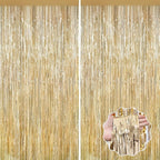 2Pack Champagne Gold Backdrop Birthday Decorations Foil Curtain Backdrop Gold Streamers Dance Party Decors Photo Booth Props for Bachelorette Decors Christmas Halloween New Years Eve Party Supplies