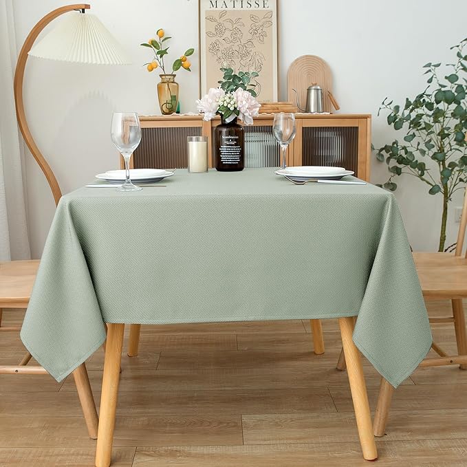 Biscaynebay Square Tablecloth 54x54 Inch-Sage Card Fabric Table Cover-Small Folding Tablecloths Linen Water Resistant Washable for Kitchen Dining Picnic Patio Outdoor Party Restaurant Tables