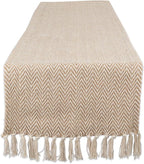 DII Woven Basic Tabletop Collection Chevron Table Runner, 15x72, Stone