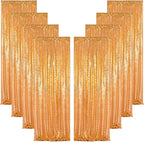 ShinyBeauty Gold Sequin Backdrop 2FTx8FT 8 Pieces Photography Backdrops Baby Shower Backgrounds Sequins Fabric Golden Shimmer Curtains for Party,Outdoor,Wedding Decor Sparkle Curtain Panels