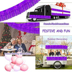 4 Pack 10 Feet Glitter Purple Parade Float Decorations for Trailer Car, Glitter Foil Fringe Metallic Tinsel Streamers Banner Garland for Graduation Homecoming Birthday Party (Glitter-Purple)