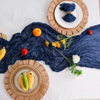 Snowkingdom 13Ft Navy Blue Cheesecloth Table Runner, 160inch Long Cheese Cloth Boho Gauze Runner for Christmas Wedding Bridal Baby Shower Birthday Holiday Party Sheer Table Decorations