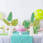 20pcs Glitter Tropical Leaves Centerpiece Decorations for Table Green Palm Leaf Theme Centerpiece Sticks Hawaiian Luau Birthday Decorations for Summer Jungle Theme Birthday Party Baby Shower Supplies