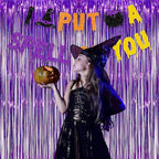 Purple Tinsel Curtain Party Backdrop - GREATRIL Foil Fringe Curtain Party Photo Booth Streamers for Hunters Mermaid Themed Decorations - 1m x 2.5m - Pack of 2