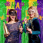 6 Pack Gold Green Purple Foil Fringe Curtains Backdrop, 3.28 x 8.2 Ft Metallic Streamers Tinsel Curtains Background for Photo Booth, Birthday, Weddings, Carnivals, Graduation, Themed Party Decorations