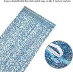 3 Pack 3.3 ft x 6.6 ft Tinsel Foil Fringe Curtain Blue - Foil Fringe Backdrop Wall Curtains for Baby Shower,Mermaid,Under The Sea,Ocean,Frozen Party Decorations