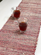 Chardin home Natural Jute Table Runner 13x90 Inch – Vintage Boho Rustic Table Decor – Handwoven Table Runner in Natural Jute and Red – Farmhouse Dining or Console Table Accent
