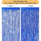 4 Pack Navy Blue Wavy Foil Fringe Curtains Party Decorations - 3.3 ft x 6.6 ft Streamer Tinsel Curtain Party Photo Backdrops for Birthday Party