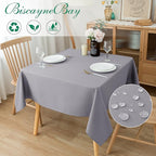 Biscaynebay Textured Fabric Square Tablecloths 70x70 Inches, Silver Grey Water Resistant Spill Proof Card Table Cloth Folding Table Cover for Dining, Kitchen, Wedding and Parties, Machine Washable