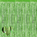 4 Pack Fringe Curtain Backdrop, 3.2Ft x 6.6Ft Light Green Metallic Tinsel Foil Fringe Streamers Background for Photo Booth Birthday Wedding Baby Shower Carnival Easter Mother’s Day Party Decorations