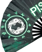 DeFlare | Cosmic Zodiac Rave Fan | Zodiac Sign Hand Fan | Astrology Rave Fan | Hand Fan | Large Rave Fan | Large Clacking Fan