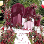 Wedding Arch Draping Fabric 29" x 19Ft Sheer Drapes for Backdrop Wedding Ceremony Reception Ceiling Decor Curtain Baby Bridal Shower Decoration (Burgundy, 3 Panels)