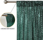 Sugargirl Dark Green Sequin Backdrop Curtain 4 Panels 2FTx8FT Glitter Dark Green Background Drapes Sparkle Photography Backdrop for Party Wedding Birthday Wall Decoration