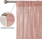 Sugargirl Rose Gold Sequin Backdrop Curtain 2 Panels 2FTx8FT Glitter Rose Gold Background Drapes Sparkle Photography Backdrop for Party Wedding Birthday Wall Decoration