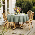 MIULEE Sage Green Linen Cottton Table Cloth Round Tablecloth Waterproof Spillproof Cross-Star Textured Table Cltoth Decorative Farmhouse Style for Dining Party Weddings 60 Inch