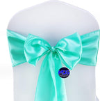 MDS Pack of 125 PCS Satin Chair Sashes Charmeuse Sateen Dining Chair Bows Ribbon Ties Back Sash for Wedding Party Birthday Home Hotel Restaurant Banquet Decoration (7 x 108 Inch, Sea Green)