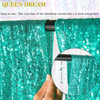 Backdrop Curtains for Mermaid Party Decor - 4 Panels 2FT x 8FT Lake Green Sequin Background Drapes for Wedding Bridal Birthday Party