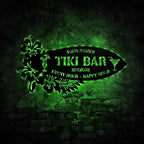 Personalized Tiki Bar Decor LED Tin Metal Sign Wall Art, Backyard Grill Pool Area Decorations, Poolside Tiki Bar Beach House Gifts