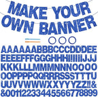 BEISHIDA 116 PCS A-Z Glitter Blue DIY Letter Banner Kit Make Your Own Banner，Including 111 Letters and Numbers 3 Rope and 2 Threading Device,Customized for Birthday Graduation Wedding Party Decor