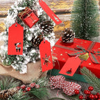 Aneco 150 Pieces Christmas Paper Gift Tags Red Kraft Tags Hang Labels Christmas Tree Snowflake Reindeer Design with 30 Meters Twine for Christmas DIY Wrapping Favor Holiday Present