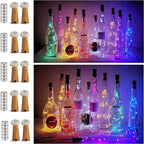10 Pack 20 LED Wine Bottle Cork Lights Mini Fairy String Lights Copper Wire, Battery Operated Starry Lights for DIY, Festival, Wedding, Party, Indoor, Outdoor Decoration (Multi-Colored)