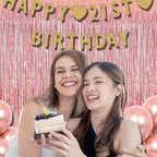 BRAVESHINE Rose-Gold Metallic Tinsel Backdrop - 2Pcs 3.2x8.2ft Metallic Tinsel Foil Fringe Curtains Photo Booth Streamers for 21-st Birthdays Bachelorette Engagement Bridal Shower Party Decorations