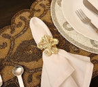 Lightweight Metal Napkin Rings Set of 12 - Fleur-de-Lis Napkin Holders for Dining Table, Weddings, and Special Events - Elegant Table Décor for Home & Restaurants (Gold) - CLEENTABLE