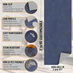 Ottomanson 2' x 14' Ultra-Thin Hallway Runner Rug - Durable Non-Slip Carpet for High-Traffic Areas - Fits Under Doors for Seamless Entry - Ideal for Kitchen, Entryway, Bedroom & Living Room, Navy
