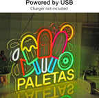 CNBEYOUNG Paletas Neon Sign, Neon Lights Hanging Wall Art Decoration for Mexican Restaurant Popsicle Ice Pop Shop Bar Kitchen Party Home Decor, USB - Driven, Super Bright & Adjustable,16x 12.6inches