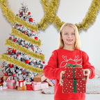 32.8 Ft Gold Christmas Tinsel Garland Metallic Shiny Tassle Banner Wall Hanging Tinsel Streamers Backdrop for Christmas Holiday Birthday Party Supplies Indoor Outdoor Ornaments Home Decor