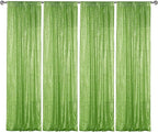Sugargirl Apple Green Sequin Backdrop Curtain 4 Panels 2FTx8FT Glitter Apple Green Background Drapes Sparkle Photography Backdrop for Party Wedding Birthday Wall Decoration