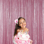 Sugargirl Pink Sequin Backdrop Curtain 4 Panels 2FTx8FT Glitter Pink Background Drapes Sparkle Photography Backdrop for Party Wedding Birthday Wall Decoration