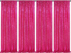 Fuchsia Sequin Backdrop Drapes 4 Panels 2FTx8FT Glitter Backdrop Curtains for Wedding Party Stage Decorations