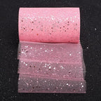 Glitter Tulle Rolls, 6” by 50 Yards (150FT) Sparkling Tulle Spool Ribbon Sequin Tulle Netting Fabric for Tutu Skirt Wedding Birthday Baby Shower (Pink)