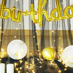 Black Sheer Backdrop Curtains with Lights String for Parties Birthday 10ft × 8ft Black Tulle Backdrop Curtain for Baby Shower Wedding Graduation Halloween Party Photo Shoot Decorations