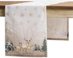 Maison d' Hermine Table Runner 100% Cotton Single Layer Table Runners 60 inches Long for Thanksgiving Christmas Decorations Home Kitchen Dining Party Wedding (Deer in The Woods, 14.5" x 60")