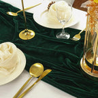 Emerald Green Velvet Table Runner, Luxurious Wedding Table Runner Decorations, 20 x 120 inch 10ft Velvet Fabric Table Linen Overlay for Party