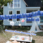 4 Pack Iridescent Float Fringe Curtains, Metallic Foil Fringe Garland Shiny Tassel Foil Parade Float Decorations for Trailer Car Graduation Homecoming Outdoor Indoor Party (Royal Blue)
