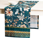 Maison d' Hermine Table Runner 100% Cotton Single Layer Table Runners 72 inches Long for Thanksgiving Christmas Decorations Home Kitchen Dining Party Wedding (Luxury Loft - Dark Teal, 14.5" x 72")