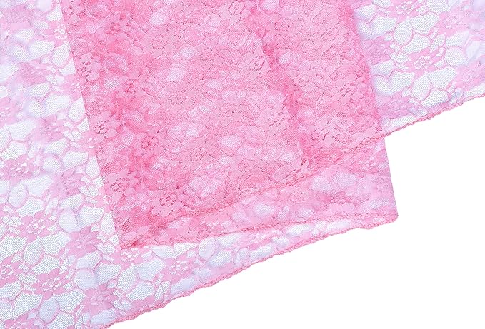 MDS Pack of 15 Wedding 12 x 108 inches Lace Table Runner for Wedding, Decorations for Birthday Parties, Banquets, Graduations, Engagements, and Runners fit Rectangle, Round Table- Pink