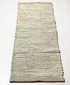 Chardin home Natural Jute Table Runner 13x48 Inch – Vintage Boho Rustic Table Decor – Handwoven Table Runner in Natural Jute and Sage Green-White – Farmhouse Dining or Console Table Accent