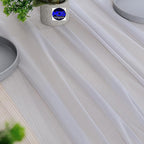 MDS 2 Pack 14ft Chiffon Table Runner 29 x 170 Inches Sheer Wedding Runner Romantic Rustic Table Runner for Wedding Decorations, Birthday Parties, Bridal Shower Party Arch Decor - Cool Gray