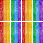 8 Pack Rainbow Backdrop, 3.28 FT x 7.05 FT Backdrop Curtains, Metallic Fringe Curtains Tinsel Bakdrop Party Streamer, Wedding Decor Rainbow Party Decorations Pride Photo Booth Props