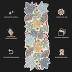 Boho Beaded Table Runner - 36" Handcrafted Glass Beads Floral Design with Durable Non-Slip Polyester Backing for Dining, Coffee Table & Special Occasions (Multi) - CLEENTABLE