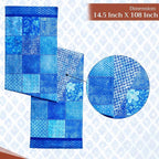 Maison d' Hermine Table Runner 100% Cotton Double Layer Table Runners 108 inches Long Decorative for Home Kitchen Dining Party Wedding Bridal Shower Spring Summer (Indigo Love, 14.50" x 108")