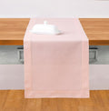 Solino Home Pink Hemstitch Table Runner 48 Inches - Cotton Linen Small Table Runner 14 x 48 Inch Ideal for Dresser and Coffee Tables - Fall, Autumn, Halloween, Thanksgiving, Christmas