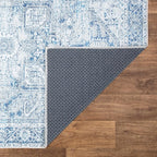 Bloom Rugs Washable Non-Slip 7 ft Runner - Blue/Gray Traditional Runner for Entryway, Hallway, Bathroom, and Kitchen - Exact Size: 2.5' x 7'